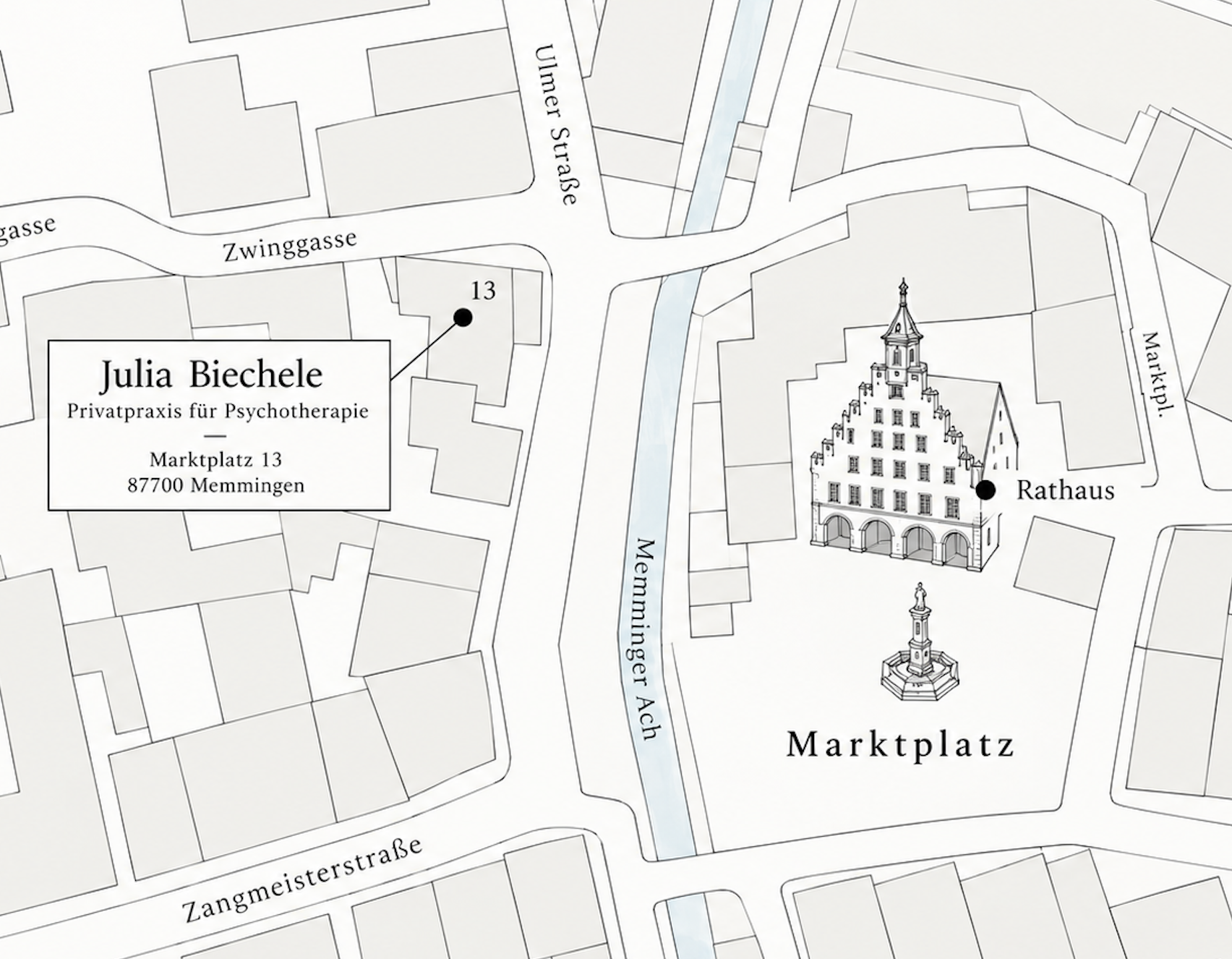 Lageplan mit Praxiseingang und Parkmöglichkeit
